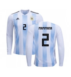 Argentina #2 Mammana Home Long Sleeves Soccer Country Jersey