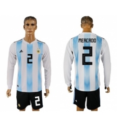 Argentina #2 Mercado Home Long Sleeves Soccer Country Jersey