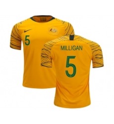 Australia #5 Milligan Home Soccer Country Jersey
