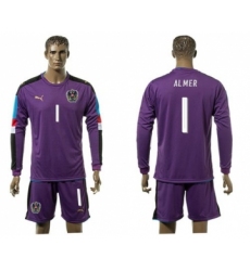 Austria #1 Almer Purple Goalkeeper Long Sleeves Soccer Country Jersey