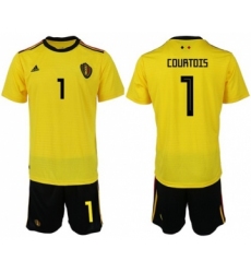 Belgium #1 Courtois Away Soccer Country Jersey