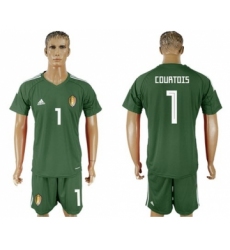 Belgium #1 Courtois Green Goalkeeper Soccer Country Jersey