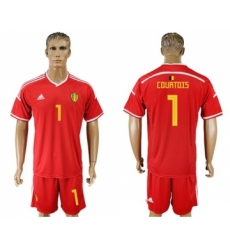 Belgium #1 Courtois Red Home Soccer Country Jersey
