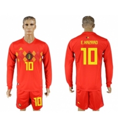 Belgium #10 E.Hazard Red Home Long Sleeves Soccer Country Jersey
