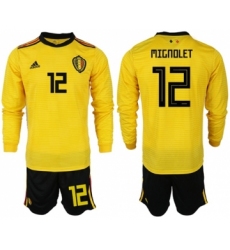 Belgium #12 Mignolet Away Long Sleeves Soccer Country Jersey