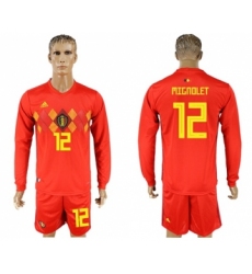 Belgium #12 Mignolet Red Home Long Sleeves Soccer Country Jersey