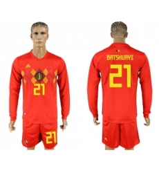 Belgium #21 Batshuayi Red Home Long Sleeves Soccer Country Jersey