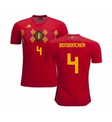 Belgium #4 Dendoncker Red Soccer Country Jersey