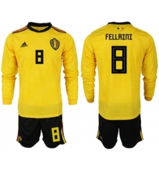 Belgium #8 Fellaini Away Long Sleeves Soccer Country Jersey