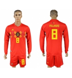 Belgium #8 Fellaini Red Home Long Sleeves Soccer Country Jersey