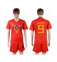 Belgium #9 Lukaku Red Soccer Country Jersey