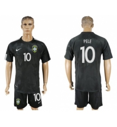Brazil #10 Pele Black Soccer Country Jersey