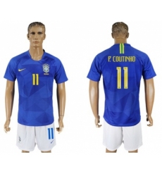 Brazil #11 P.Coutinho Away Soccer Country Jersey