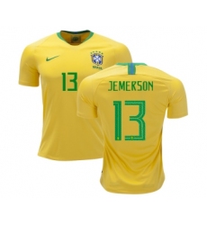 Brazil #13 Jemerson Home Soccer Country Jersey