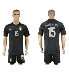 Brazil #15 Daniel Alves Black Soccer Country Jersey