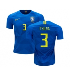 Brazil #3 T. Silva Away Soccer Country Jersey