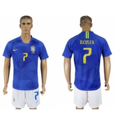 Brazil #7 D.Costa Away Soccer Country Jersey