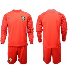 Brazil Blank Red Goalkeeper Long Sleeves Soccer Country Jersey