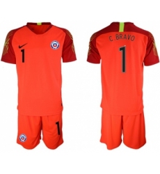 Chile #1 C.Bravo Red Goalkeeper Soccer Country Jersey