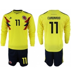 Colombia #11 Cuadrado Home Long Sleeves Soccer Country Jersey