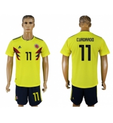 Colombia #11 Cuadrado Home Soccer Country Jersey