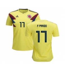 Colombia #17 F.Pardo Home Soccer Country Jersey