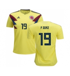 Colombia #19 F.Diaz Home Soccer Country Jersey