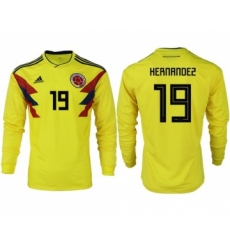Colombia #19 Hernandez Home Long Sleeves Soccer Country Jersey