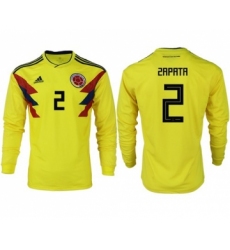 Colombia #2 Zapata Home Long Sleeves Soccer Country Jersey