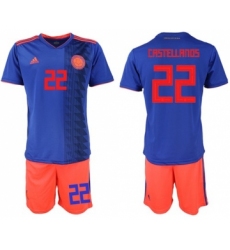 Colombia #22 Castellanos Away Soccer Country Jersey