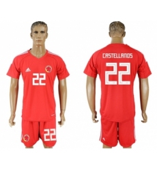 Colombia #22 Castellanos Red Goalkeeper Soccer Country Jersey
