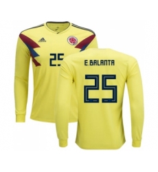 Colombia #25 E.Balanta Home Long Sleeves Soccer Country Jersey