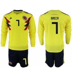 Colombia #7 Bacca Home Long Sleeves Soccer Country Jersey