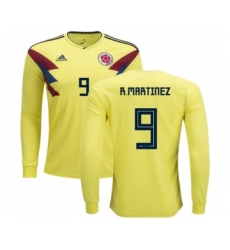 Colombia #9 R.Martinez Home Long Sleeves Soccer Country Jersey
