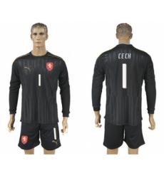 Czech #1 Cech Black Long Sleeves Goalkeeper Soccer Country Jersey