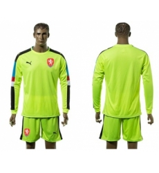 Czech Blank Shiny Green Goalkeeper Long Sleeves Soccer Country Jersey