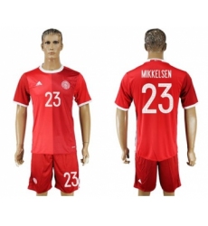 Danmark #23 Mikkelsen Red Home Soccer Country Jersey