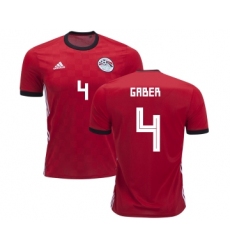 Egypt #4 Gaber Red Home Soccer Country Jersey
