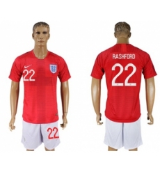 England #22 Rashford Away Soccer Country Jersey