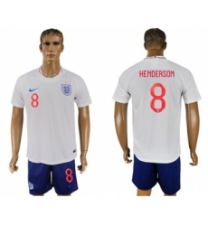 England #8 Henderson Home Soccer Country Jersey