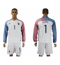 France #1 LLORIS Away Long Sleeves Soccer Country Jersey