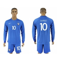 France #10 Gignac Home Long Sleeves Soccer Country Jersey