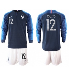 France #12 Tolisso Home Long Sleeves Soccer Country Jersey