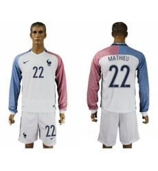 France #22 Mathieu Away Long Sleeves Soccer Country Jersey