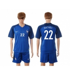 France #22 Mathieu Blue Soccer Country Jersey