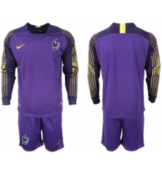 France Blank Purple Goalkeeper Long Sleeves Soccer Country Jersey