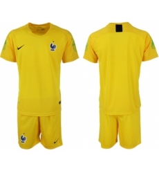 France Blank Yellow Goalkeeper Soccer Country Jersey
