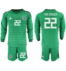 Germany #22 Ter Stegen Green Goalkeeper Long Sleeves Soccer Country Jersey