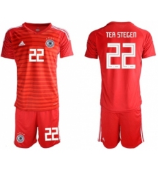 Germany #22 Ter Stegen Red Goalkeeper Soccer Country Jersey