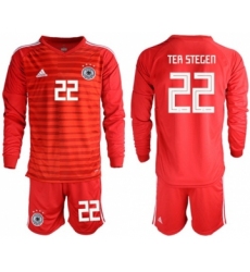 Germany #22 Ter Stegen Red Long Sleeves Goalkeeper Soccer Country Jersey
